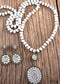 Boho Necklace, Jewelry Set, RH Crystal Black White Glass